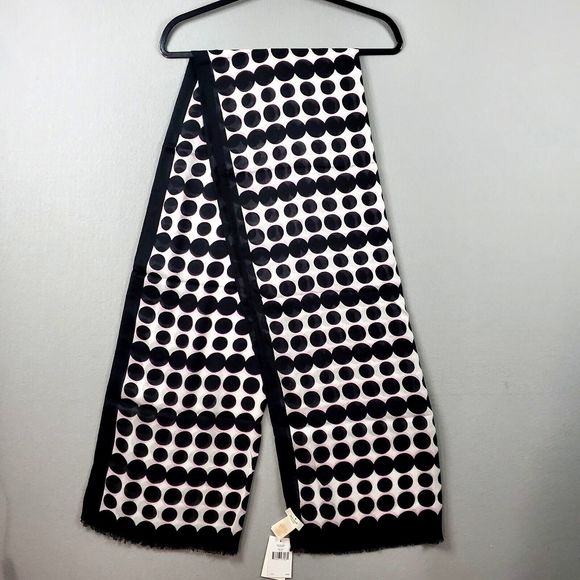 kate spade new york Accessories - Kate Spade New York Seasonless Mini Dot Oblong Print Scarf OS Black White Pink